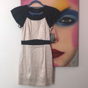 French Connection Bow Back pink black dress